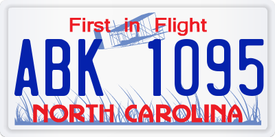 NC license plate ABK1095