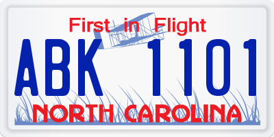 NC license plate ABK1101