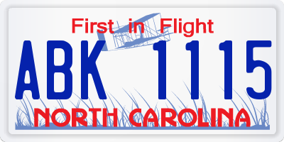 NC license plate ABK1115