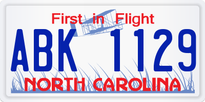 NC license plate ABK1129