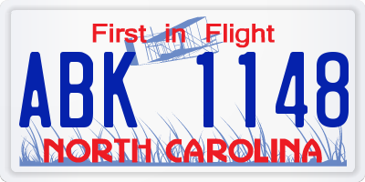 NC license plate ABK1148