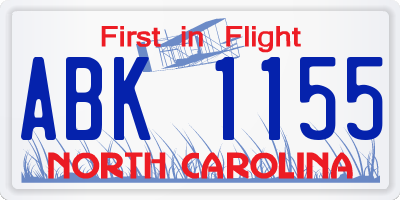 NC license plate ABK1155