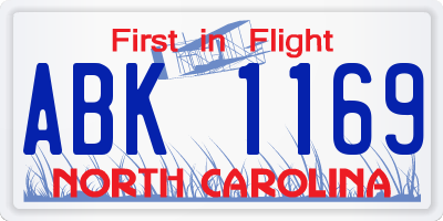 NC license plate ABK1169