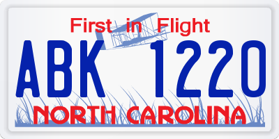 NC license plate ABK1220