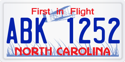 NC license plate ABK1252