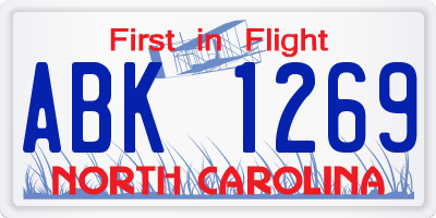 NC license plate ABK1269
