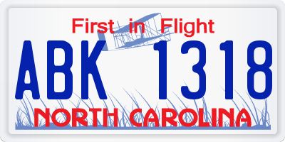 NC license plate ABK1318