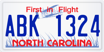 NC license plate ABK1324