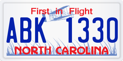 NC license plate ABK1330