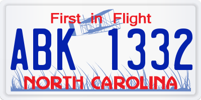 NC license plate ABK1332