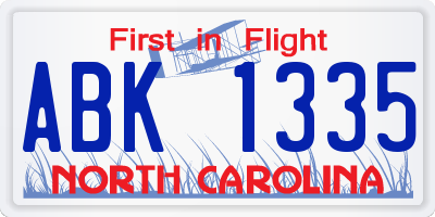 NC license plate ABK1335