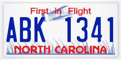 NC license plate ABK1341