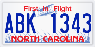 NC license plate ABK1343