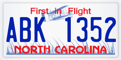 NC license plate ABK1352