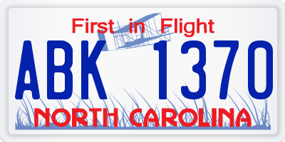 NC license plate ABK1370