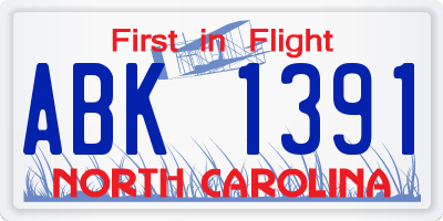 NC license plate ABK1391