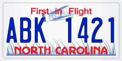 NC license plate ABK1421