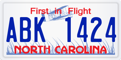 NC license plate ABK1424