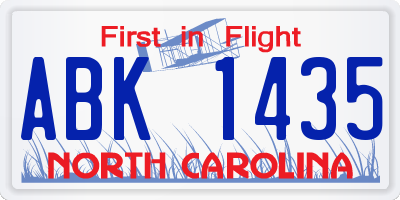 NC license plate ABK1435