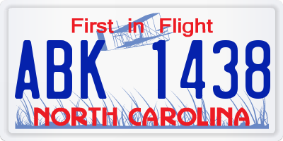 NC license plate ABK1438