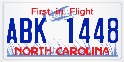NC license plate ABK1448