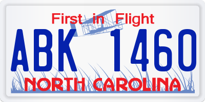 NC license plate ABK1460