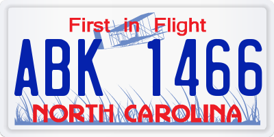 NC license plate ABK1466
