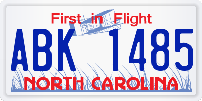 NC license plate ABK1485