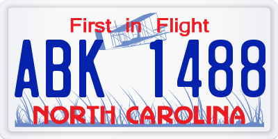 NC license plate ABK1488