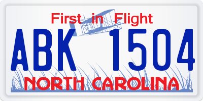NC license plate ABK1504