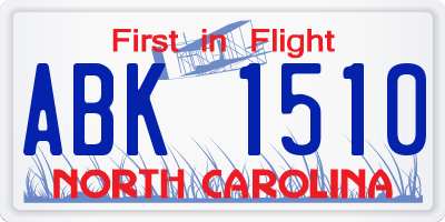 NC license plate ABK1510