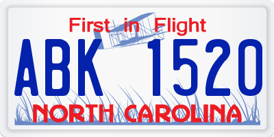 NC license plate ABK1520