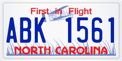 NC license plate ABK1561