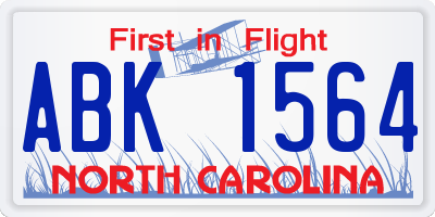 NC license plate ABK1564