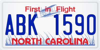 NC license plate ABK1590