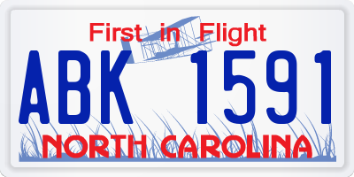 NC license plate ABK1591