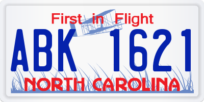NC license plate ABK1621