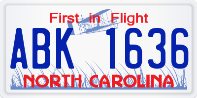 NC license plate ABK1636