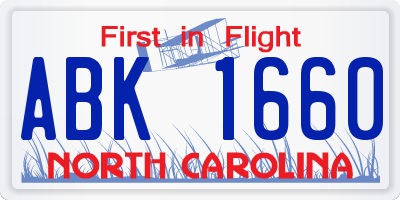 NC license plate ABK1660