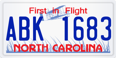 NC license plate ABK1683