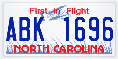 NC license plate ABK1696