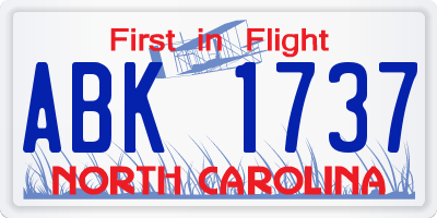 NC license plate ABK1737