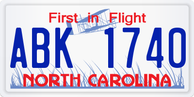 NC license plate ABK1740