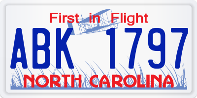 NC license plate ABK1797