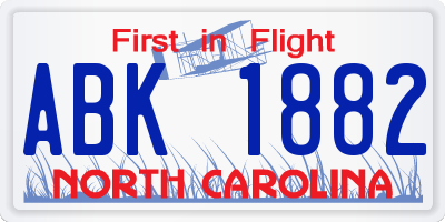 NC license plate ABK1882