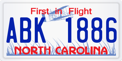 NC license plate ABK1886