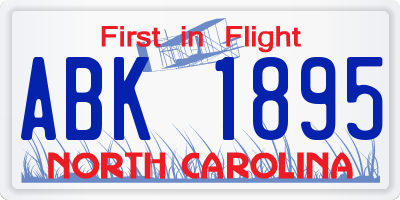 NC license plate ABK1895