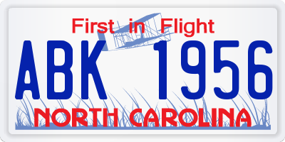 NC license plate ABK1956