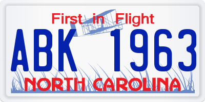 NC license plate ABK1963