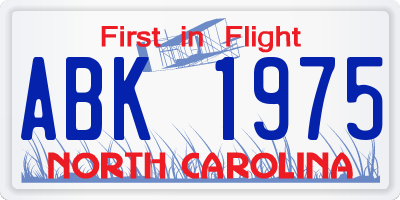 NC license plate ABK1975